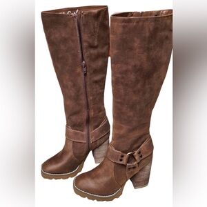 Carlos Santana HARLEY Dark Brown Knee High BOOTS Size 9